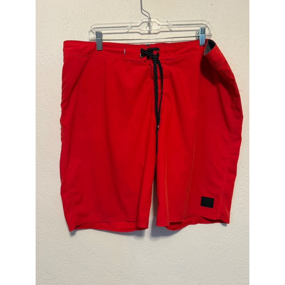 Quiksilver Highline Board Shorts Mens 38 Red Swim Trunks Zipper Pocket Surf